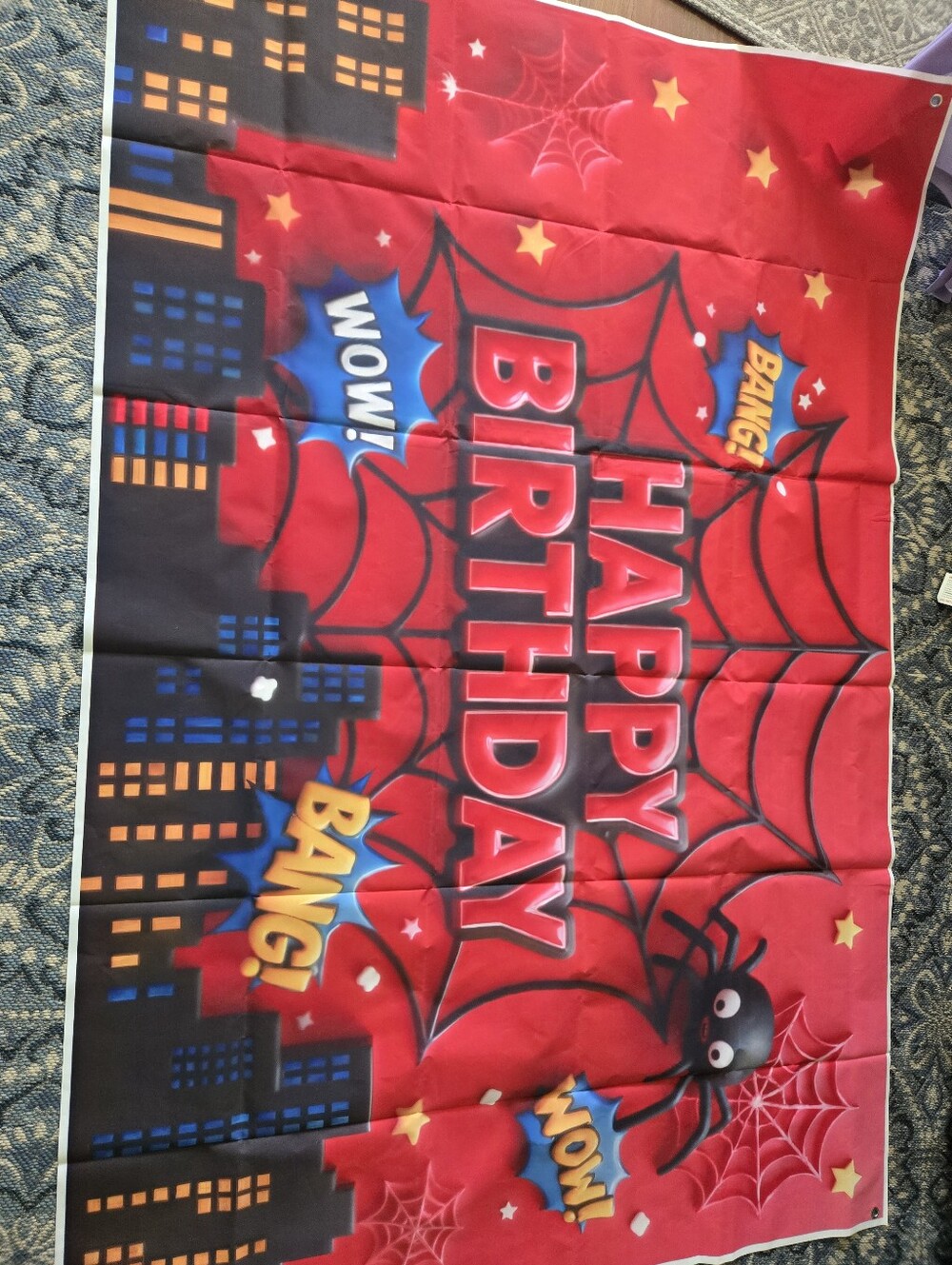 Red Spider Web 'Happy Birthday' Party Backdrop